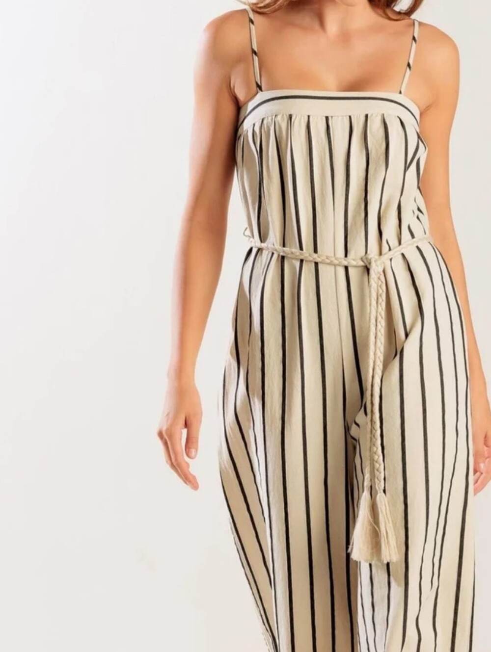 Brady Striped Wide-Leg Jumpsuit - Cream/Black - Picture 4 of 15